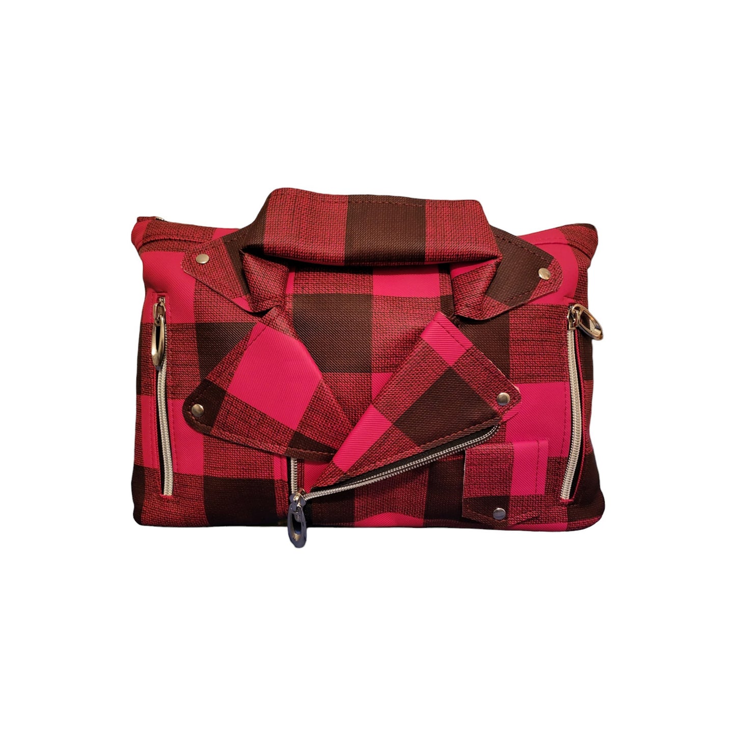 Plaid Biker Clutch