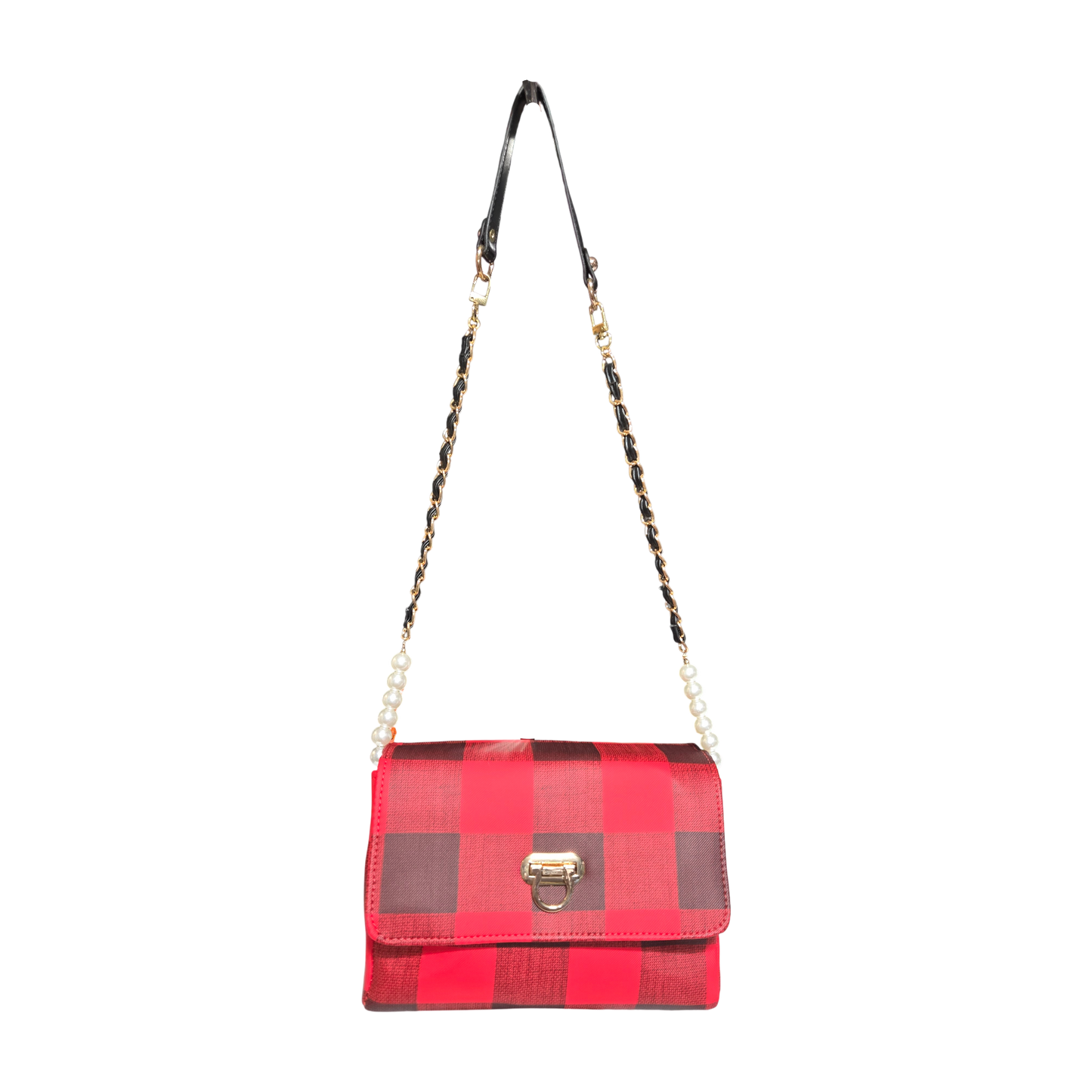 Gemini Reversible Bag – Red & Black Plaid / Solid Red
