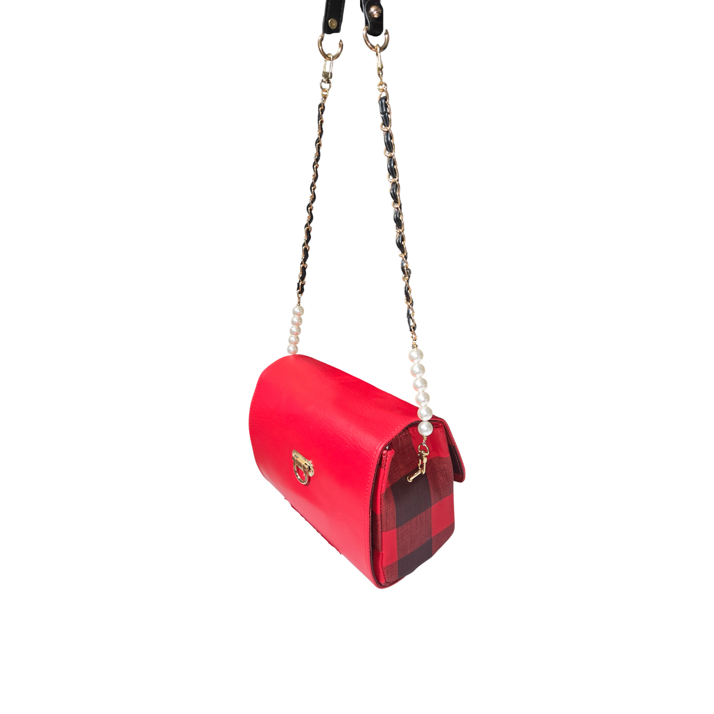 Gemini Reversible Bag – Red & Black Plaid / Solid Red