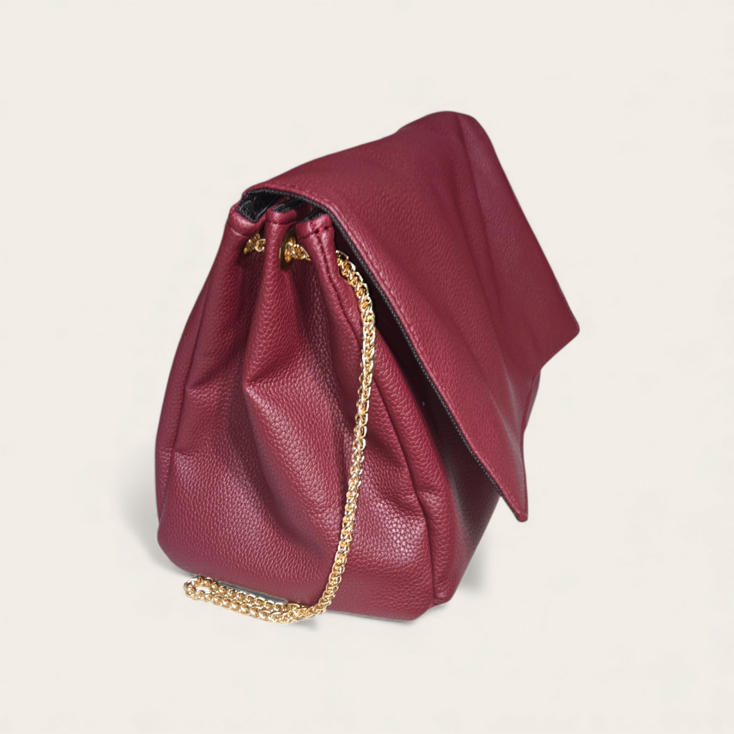 Saida Flap Bag - Oxblood Faux Leather