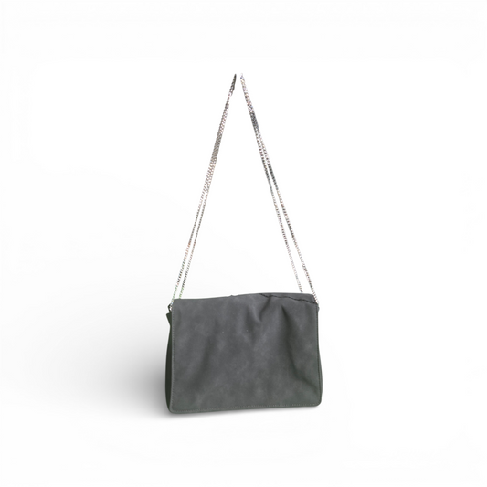 Saida Flap Bag - Black Faux Suede